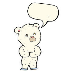 cartoon polar bear cub with speech bubble