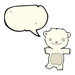 cartoon polar bear cub with speech bubble
