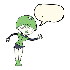cartoon vampire girl with speech bubble