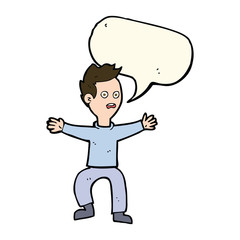 cartoon man panicking with speech bubble