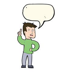 cartoon boy with idea with speech bubble