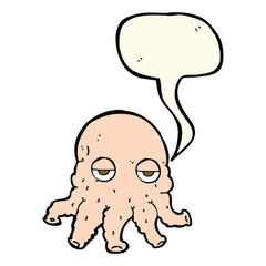 cartoon alien squid face with speech bubble