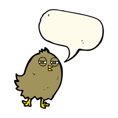 funny cartoon bird with speech bubble