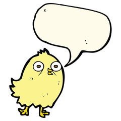 funny cartoon bird with speech bubble