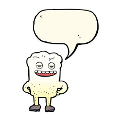 cartoon tooth looking smug with speech bubble