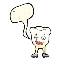 cartoon tooth looking smug with speech bubble