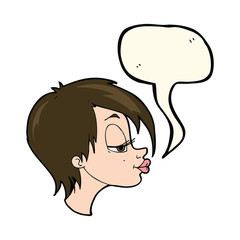 cartoon pretty woman with speech bubble