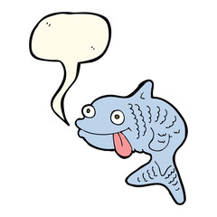 cartoon fish with speech bubble