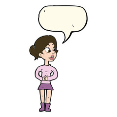 cartoon girl talking with speech bubble