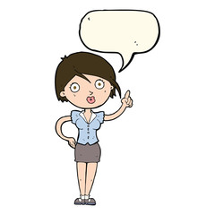 cartoon pretty woman with idea with speech bubble