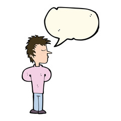 cartoon man ignoring with speech bubble