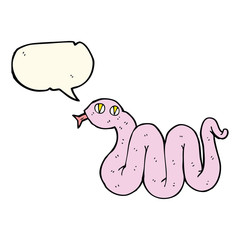 funny cartoon snake with speech bubble