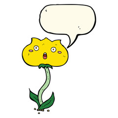 cartoon shocked flower with speech bubble