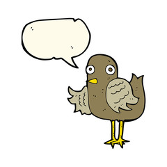 cartoon bird waving wing with speech bubble
