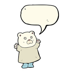 funny cartoon polar bear with speech bubble