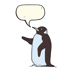 cartoon penguin with speech bubble