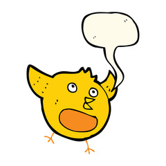 cartoon happy bird with speech bubble