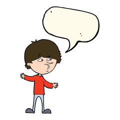 cartoon curious man with speech bubble
