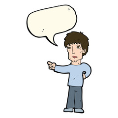 cartoon pointing man with speech bubble