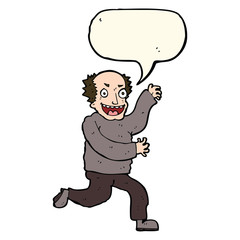 cartoon evil old man with speech bubble