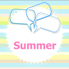 word summer and speaking bubble, chalk drawings, summer holiday