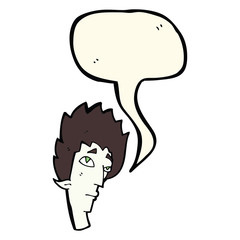 cartoon vampire head with speech bubble
