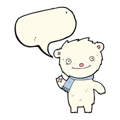 cartoon cute polar bear with speech bubble