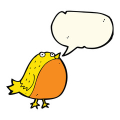 cartoon fat bird with speech bubble