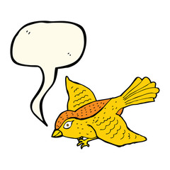 cartoon flying bird with speech bubble