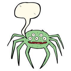 cartoon halloween spider with speech bubble