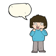 cartoon worried boy with speech bubble