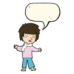 cartoon unhappy boy with speech bubble