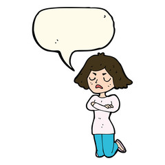 cartoon annoyed woman with speech bubble