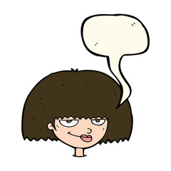 cartoon mean female face with speech bubble