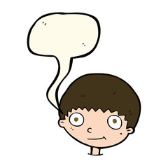 cartoon happy boy with speech bubble
