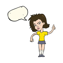 cartoon woman with idea with speech bubble