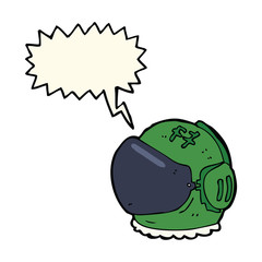 cartoon astronaut helmet with speech bubble