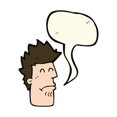 cartoon man feeling sick with speech bubble
