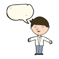 cartoon man in casual jacket with speech bubble