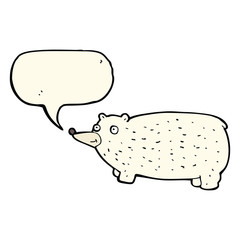 funny cartoon bear with speech bubble