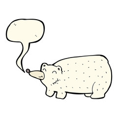 funny cartoon polar bear with speech bubble