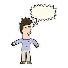 cartoon confused man with speech bubble