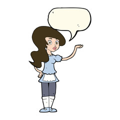 cartoon waitress with speech bubble