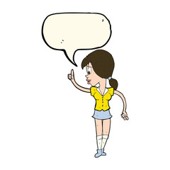 cartoon girl with idea with speech bubble