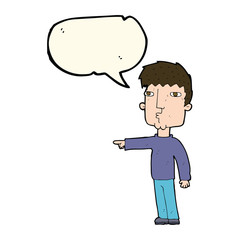 cartoon pointing man with speech bubble