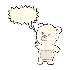 cartoon curious polar bear with speech bubble