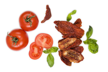 Fresh and dry tomatoes.