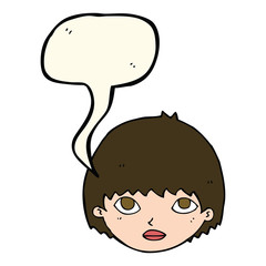 cartoon girl staring with speech bubble