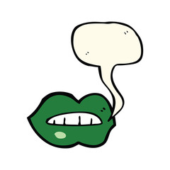 cartoon halloween lips  with speech bubble