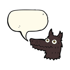 cartoon wolf head with speech bubble